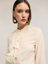 Cr&ecirc;pe de chine shirt with ruffle image number 3