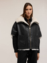 Oversized shearling coat with zip and pockets image number 0