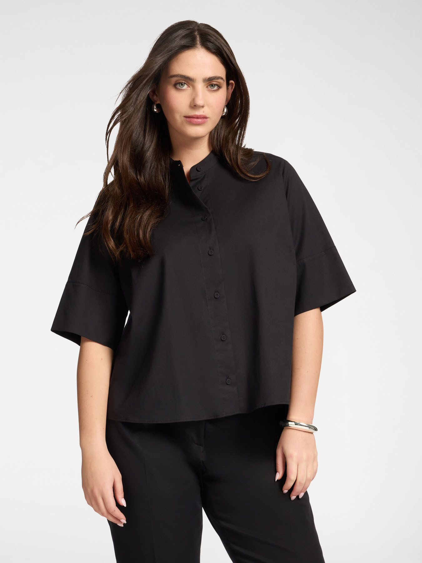 Camicia con collo alla coreana image number 0