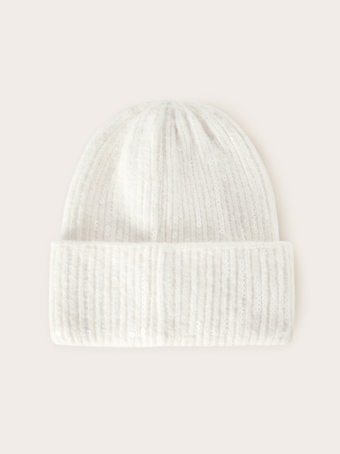 Knit beanie with sequin embroidery image number 0