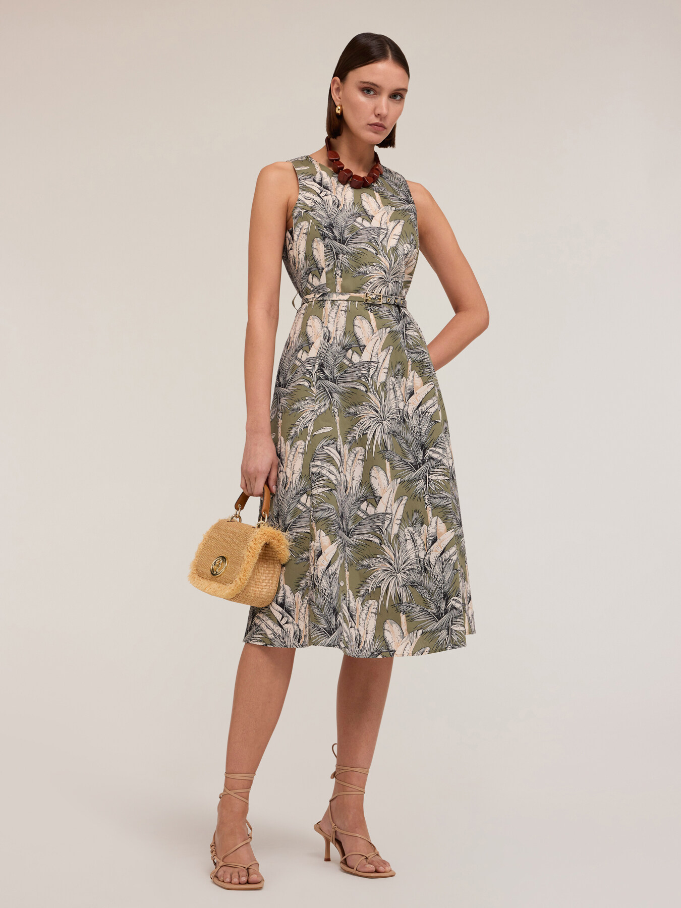Jungle pattern flared dress image number 0