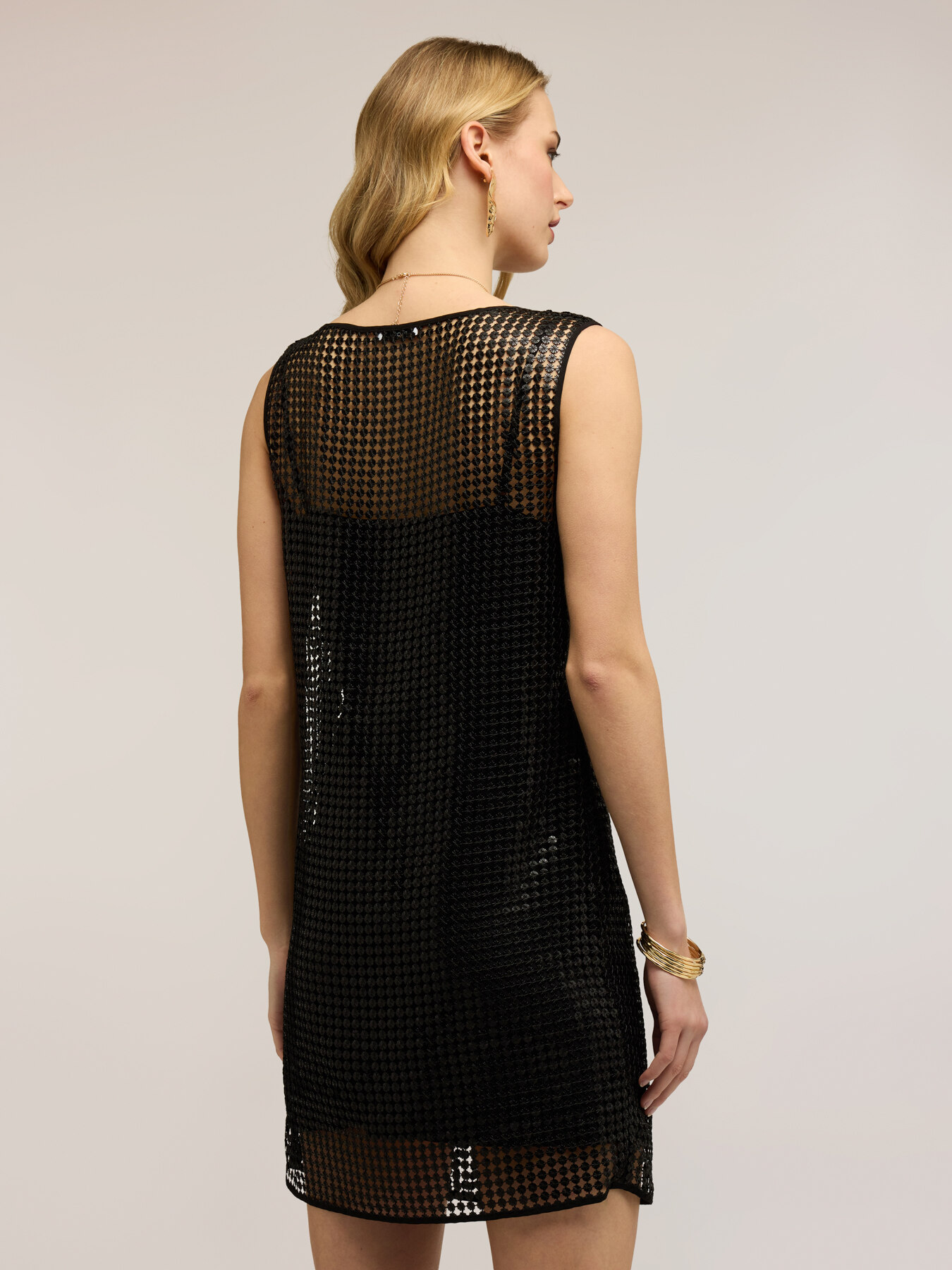 Short mesh dress with sequins image number 1