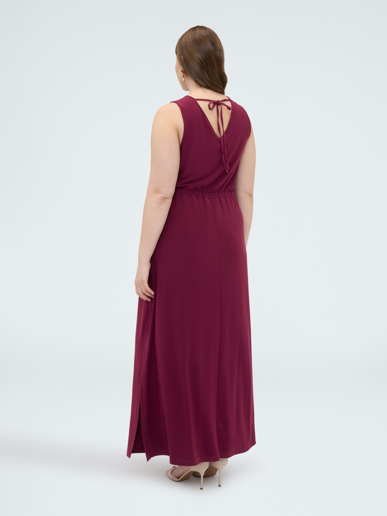 Long jersey dress with back neckline image number 1