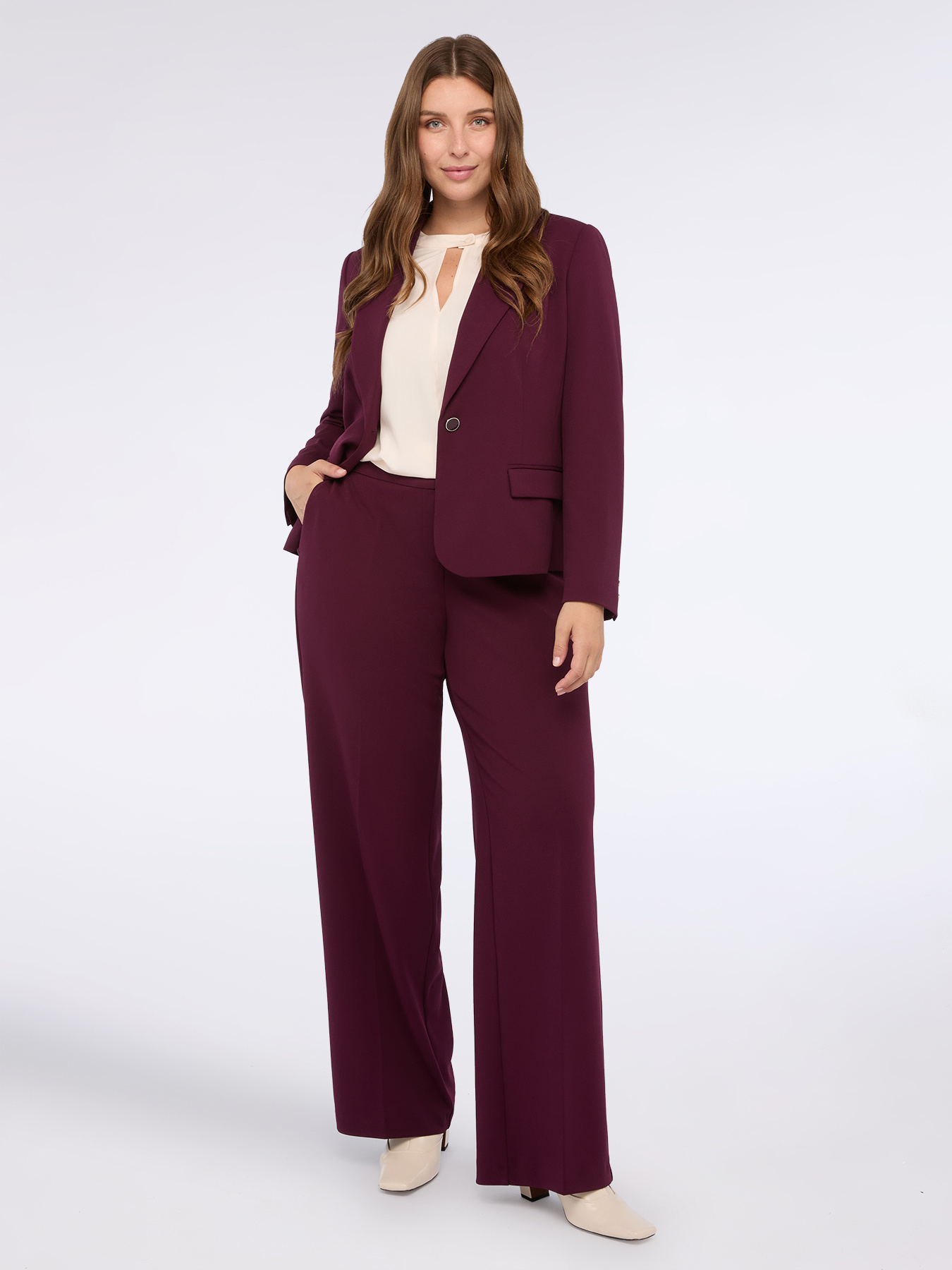 Wide leg pants in stretch fabric image number 0