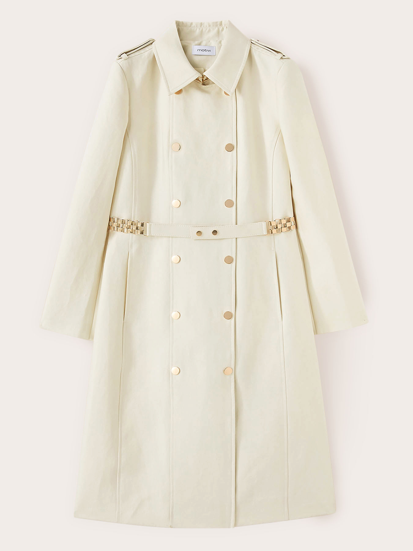 Double-breasted trench coat with military details image number 4