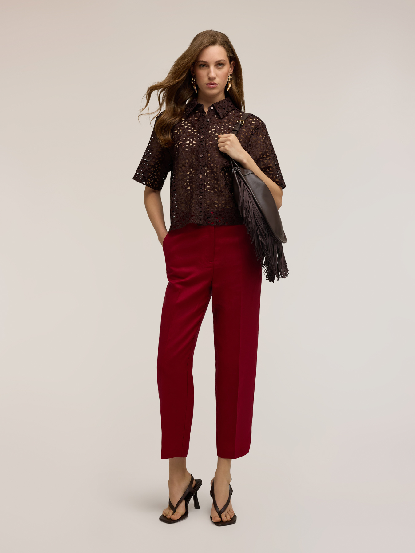 Pantaloni regular din amestec de in image number 0