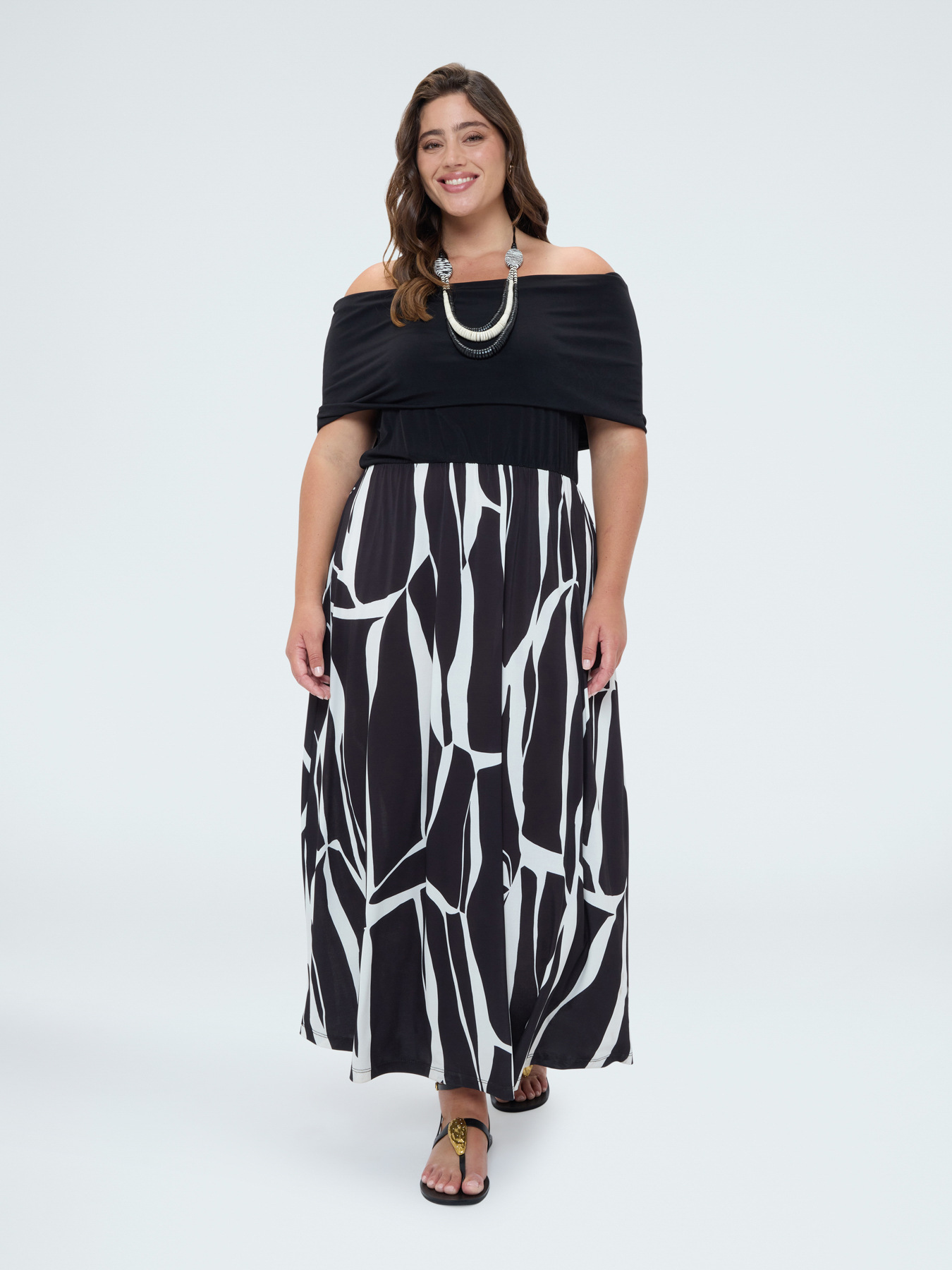 Chill Off-Shoulder-Kleid mit Print image number 4