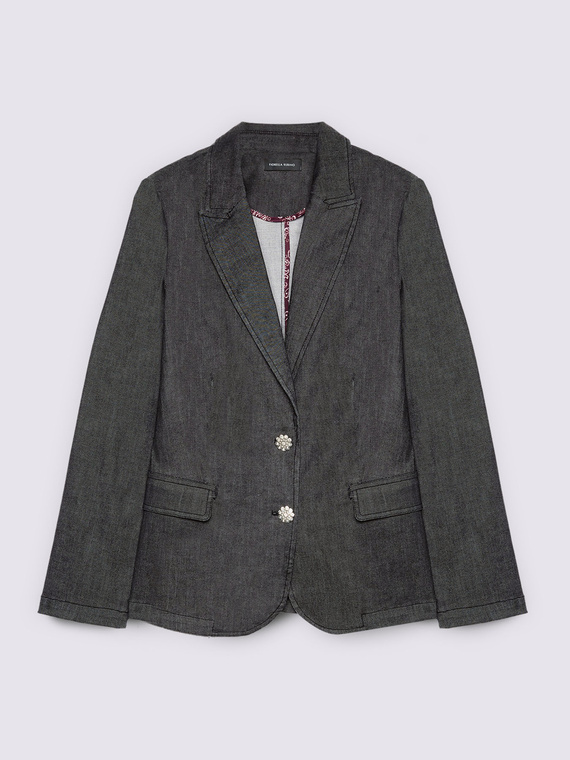 Blazer en denim avec boutons bijoux