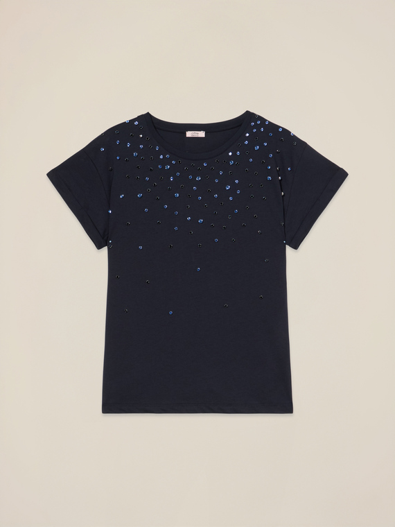 T-shirt avec broderie en cabochons