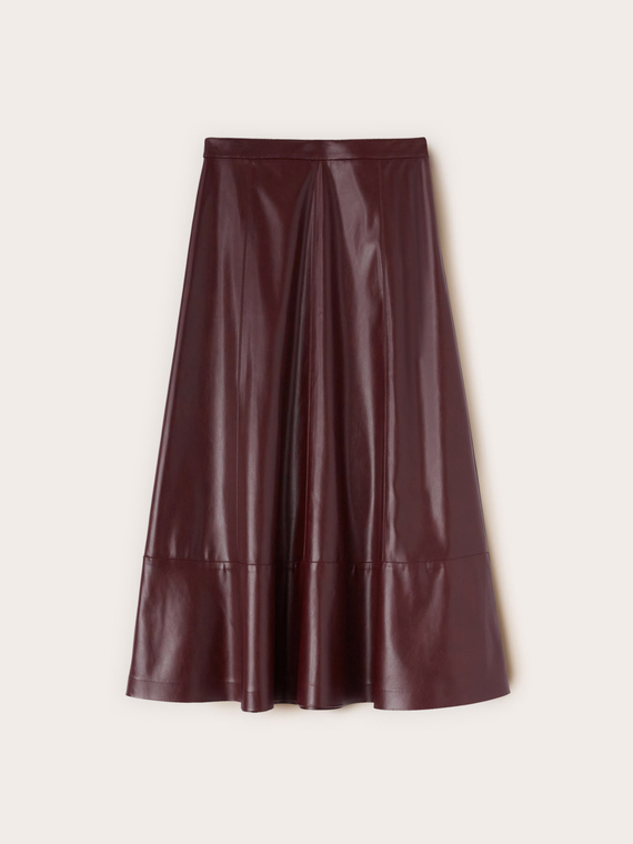 Flared midi skirt in coated fabric