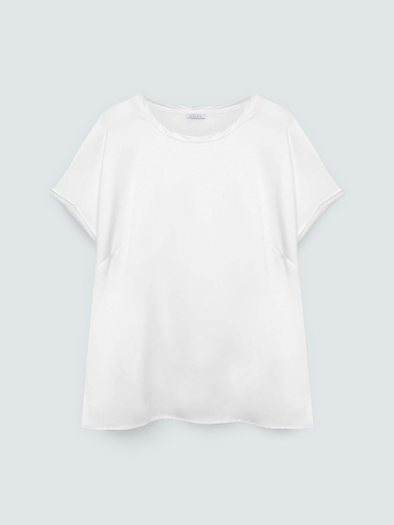T-shirt bimaterica con scollo tondo
