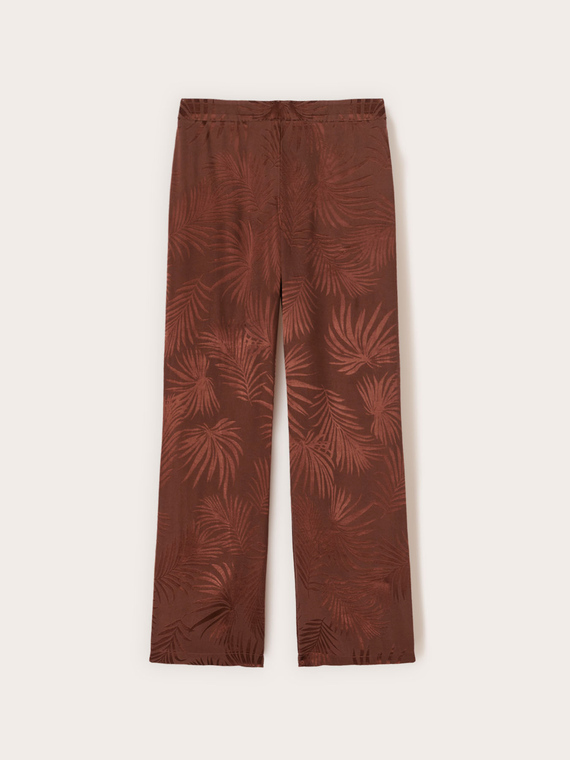 Pantaloni palazzo din satin jacquard