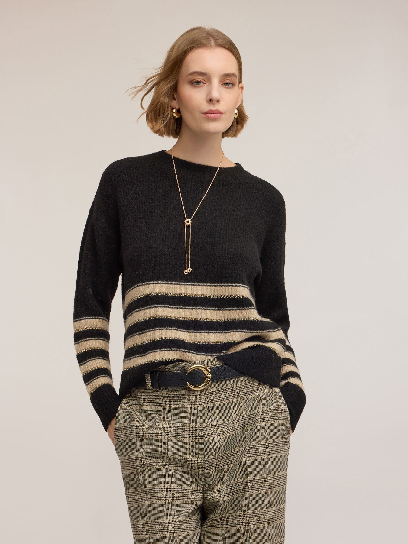 Maglia a righe in misto lana lurex image number 3