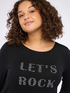 T-shirt in jersey con scritta in strass image number 2