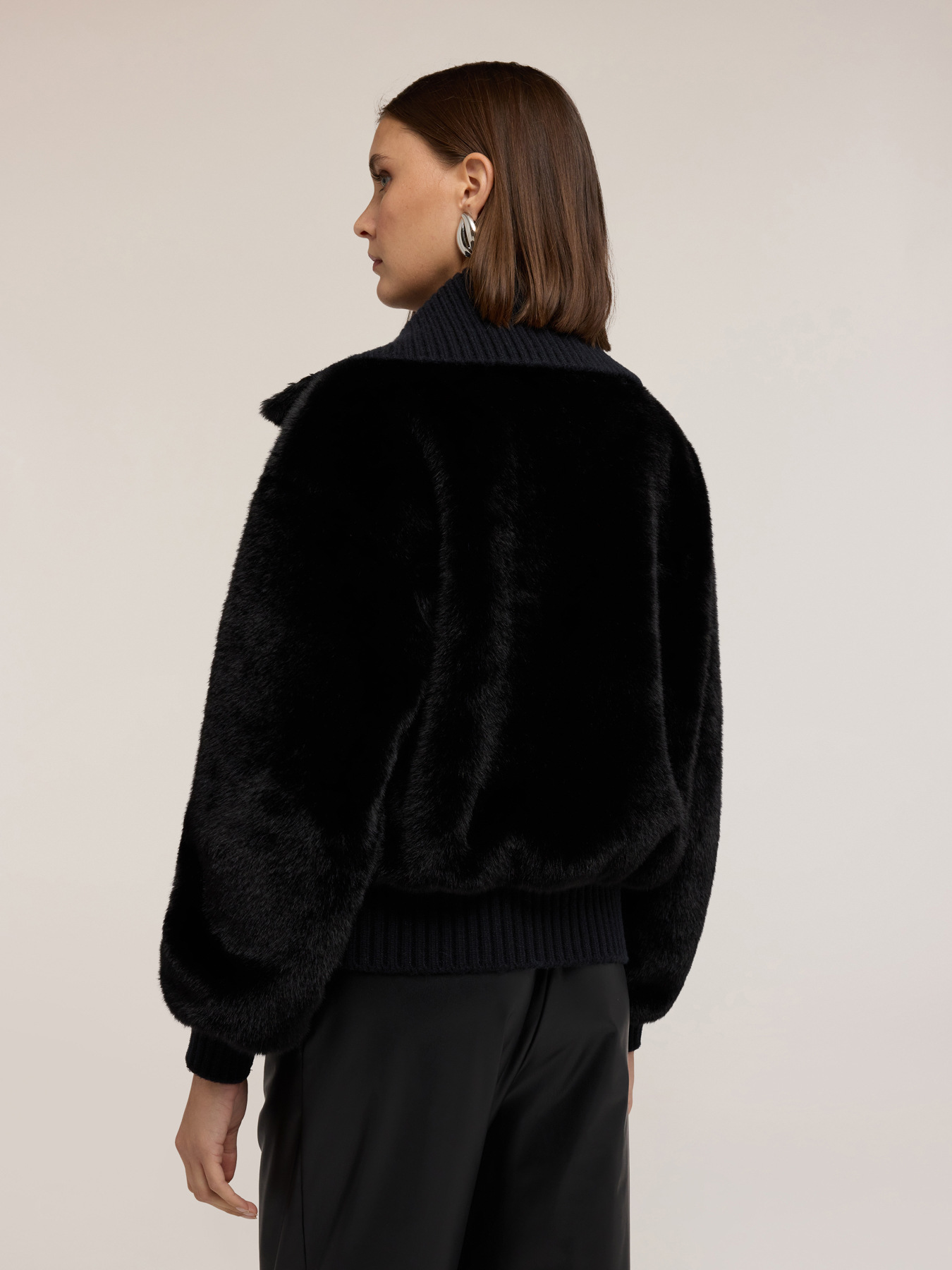 Teddy effect jacket with high collar image number 1