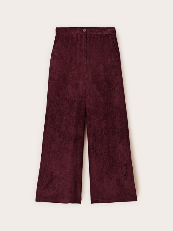 Pantaloni palazzo din catifea cu striuri
