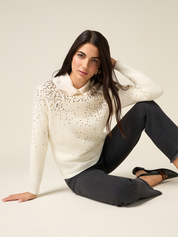 Maglia misto lana con paillettes