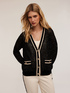 Cardigan en maille ajourée avec micro paillettes image number 2