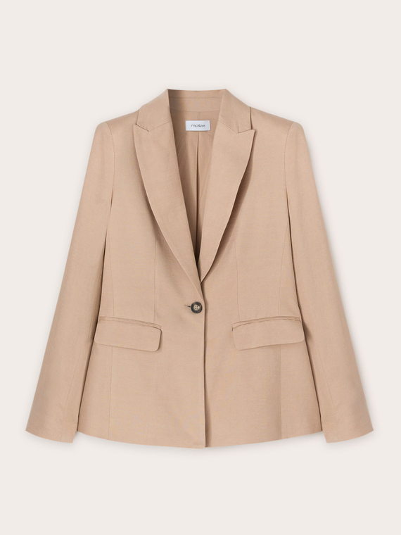 Single-breasted linen blend blazer