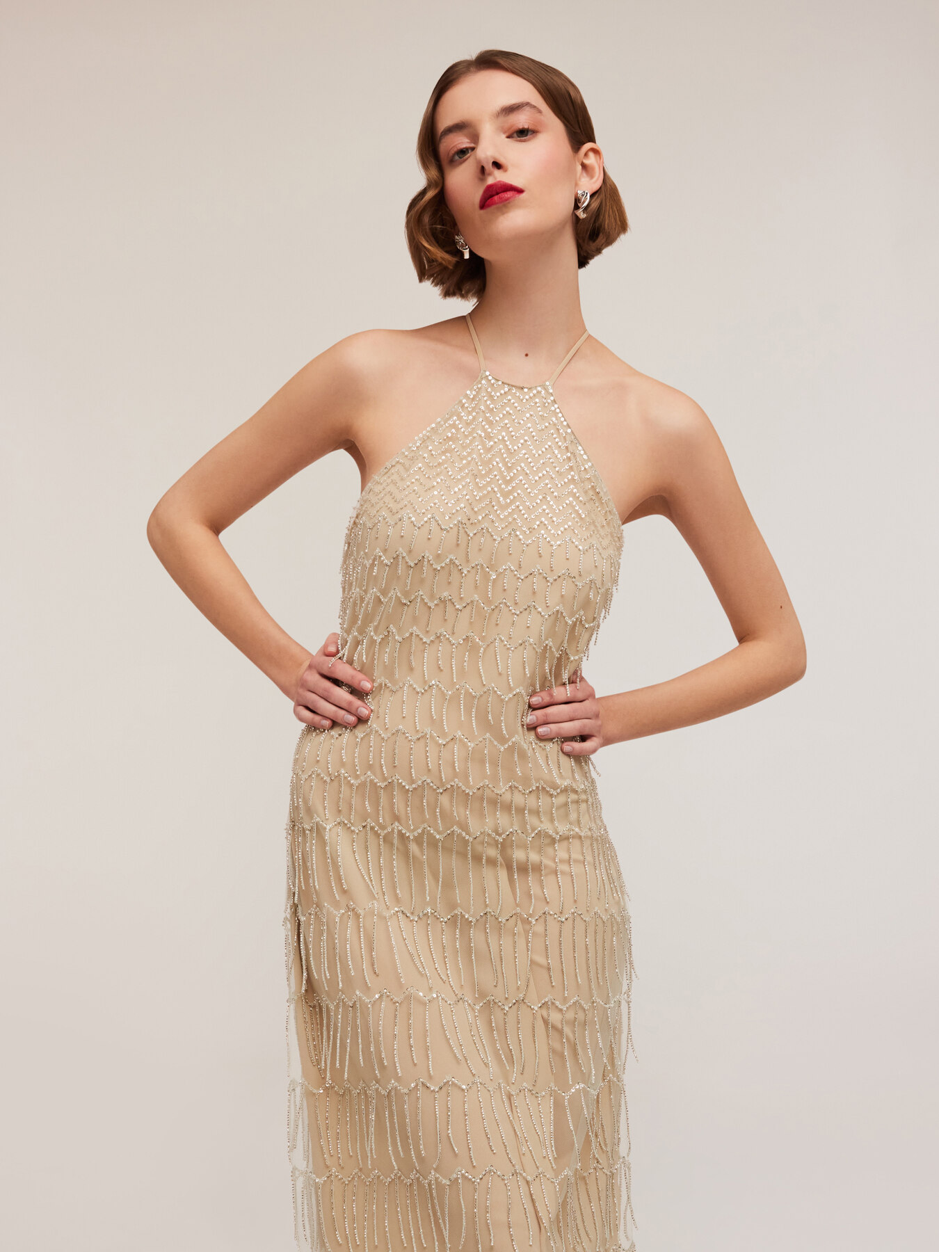 Embroidered dress with fringes image number 3