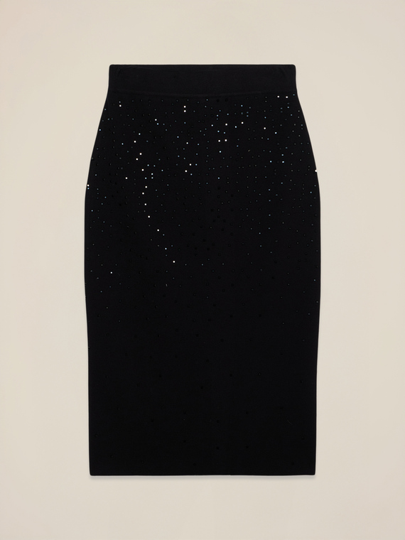 Gonna in maglia con cristalli