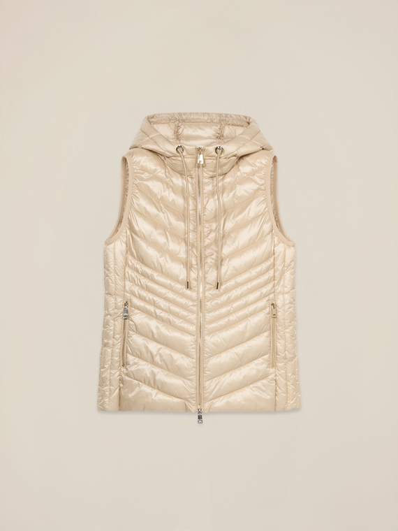 Leichte ärmellose Daunenjacke mit Kapuze