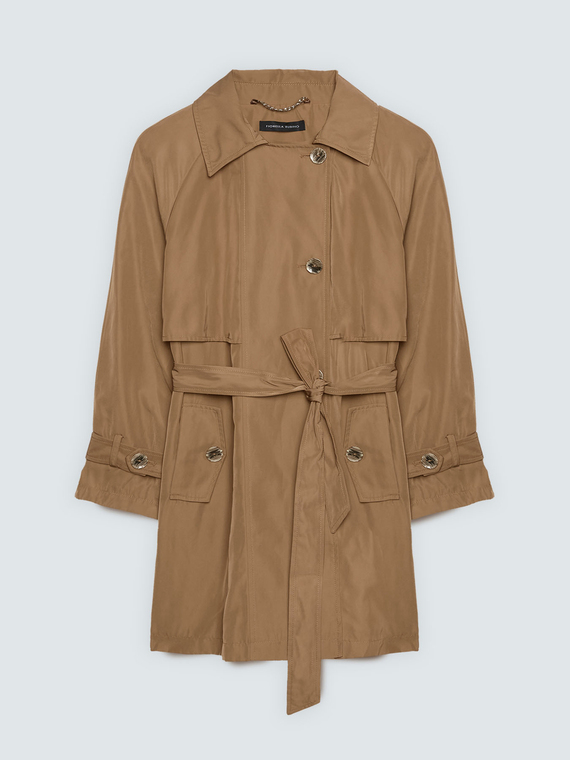 Trenchcoat aus Satin mit G&uuml;rtel