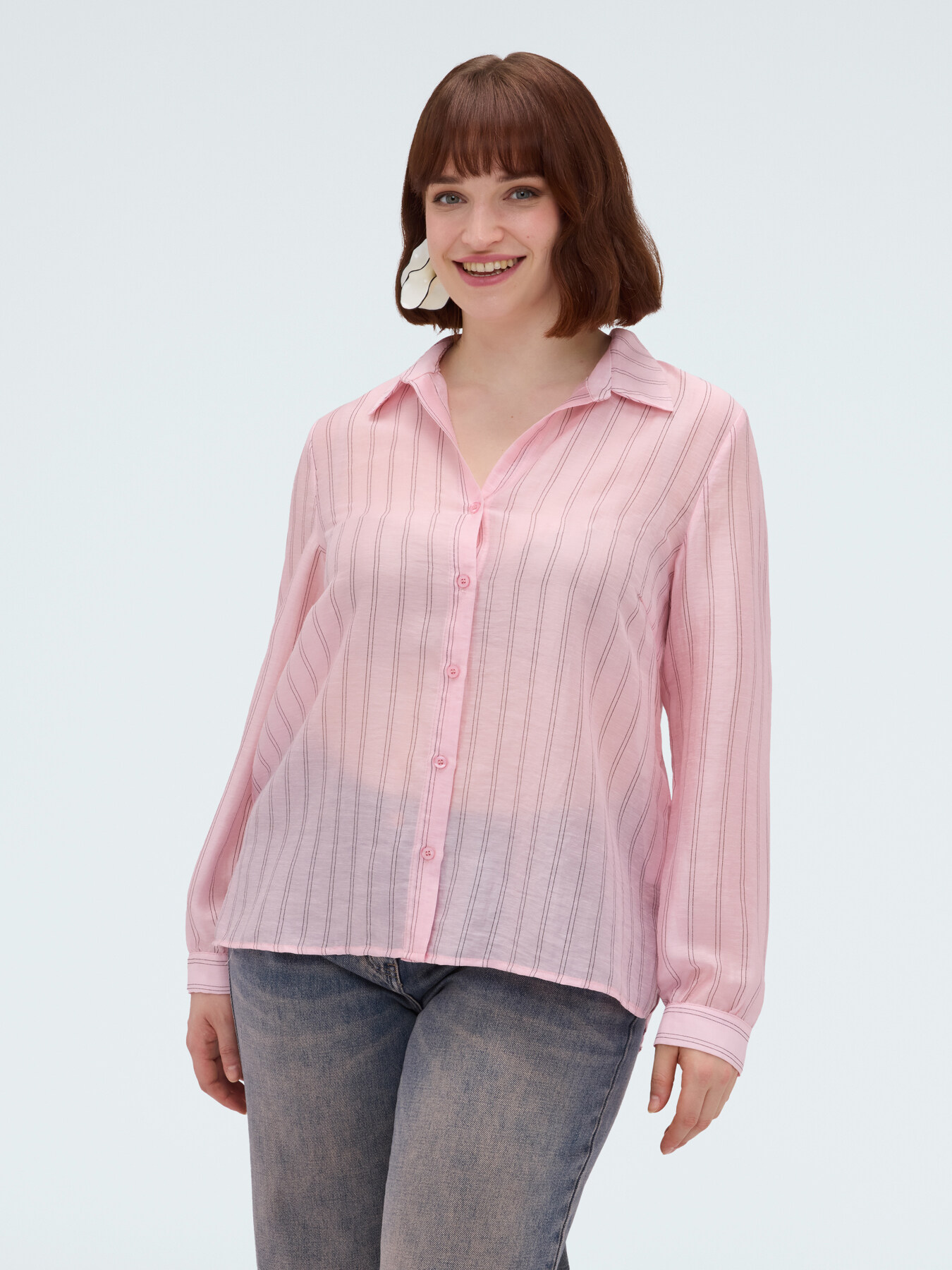 Striped lyocell blend shirt image number 0