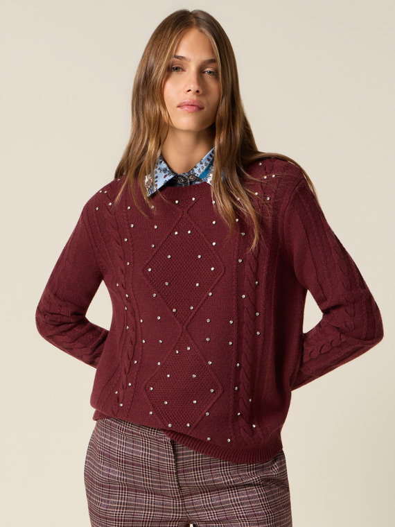 Maglia misto cashmere con castoni