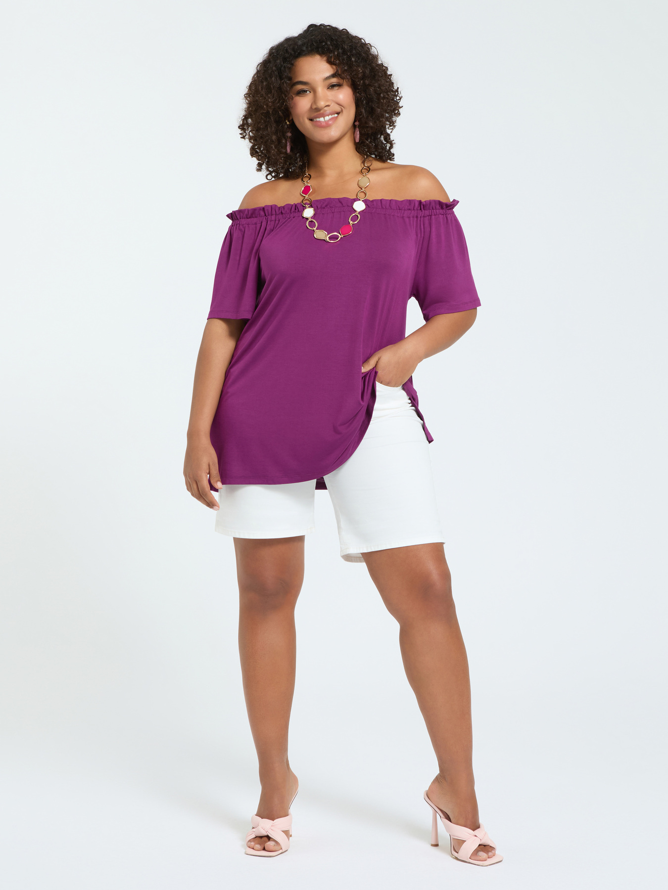 Off-Shoulder-T-Shirt aus Viskose-Jersey image number 3