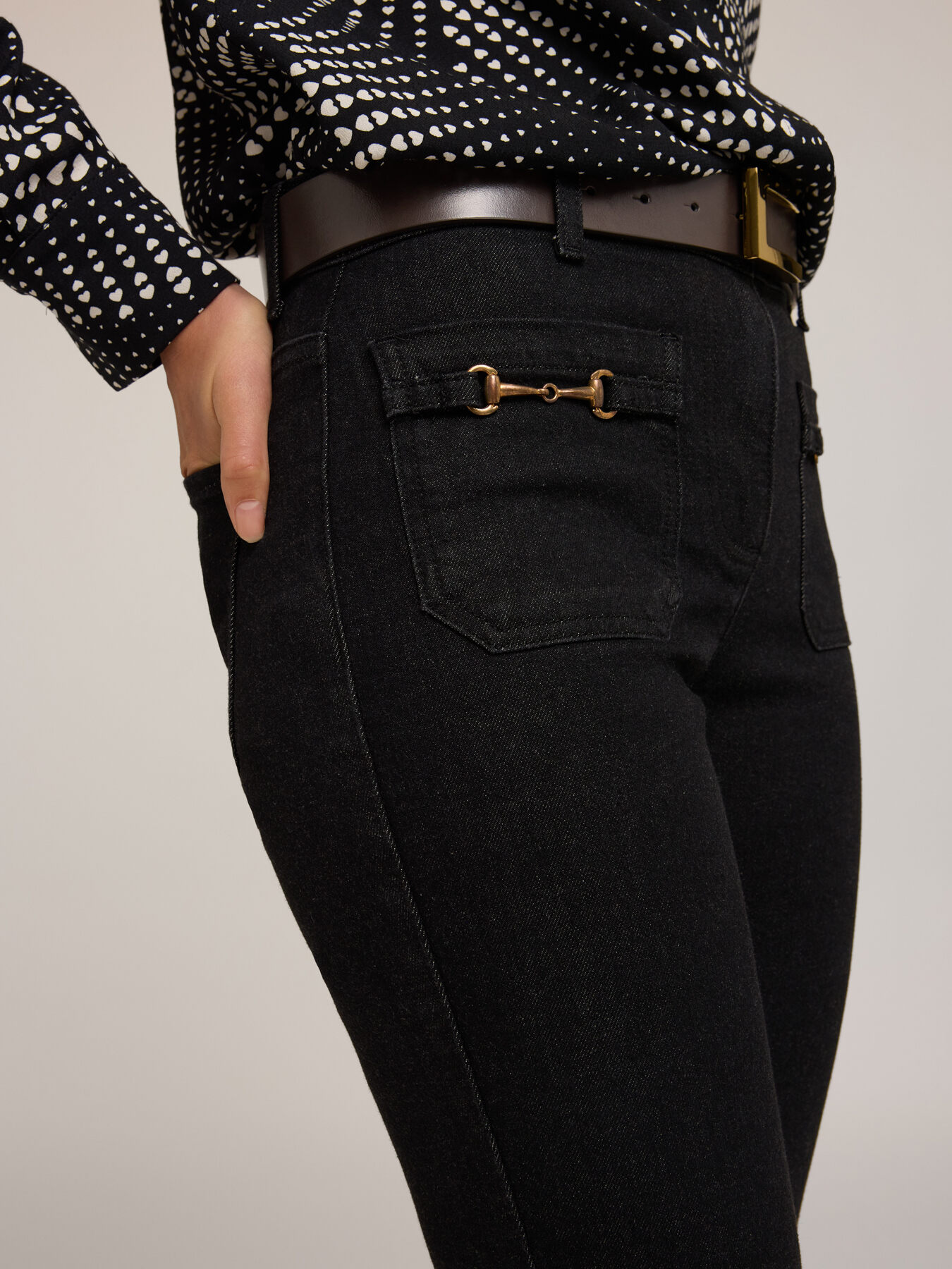 Flare jeans with metal toggles image number 3