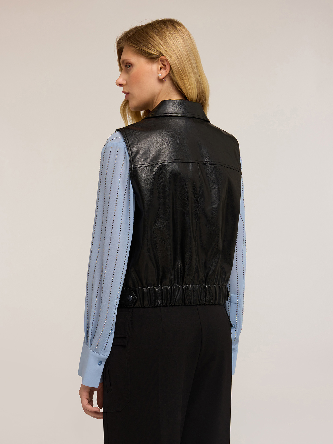 Gilet biker in tessuto spalmato image number 1