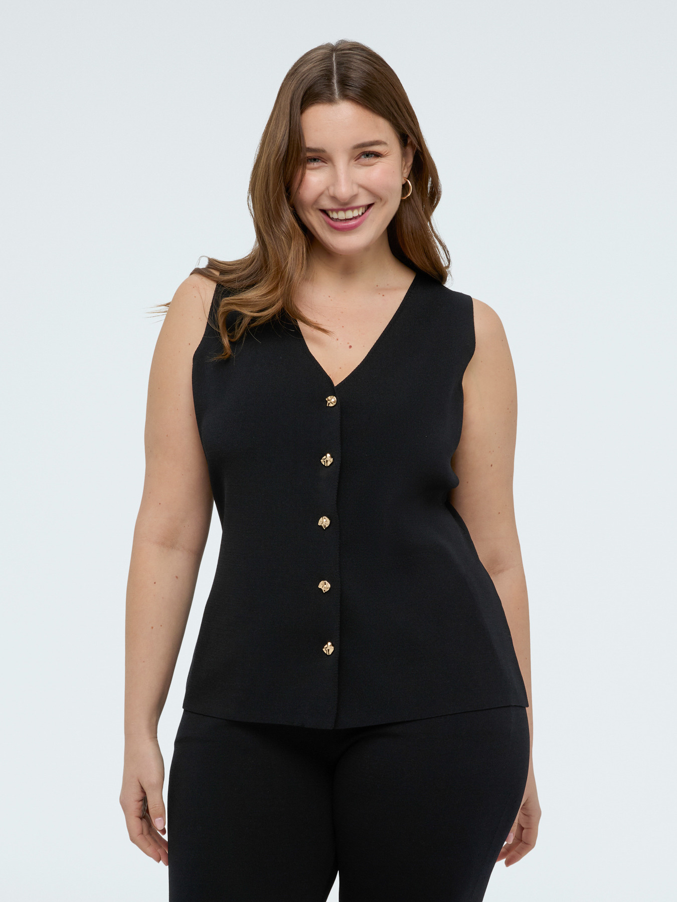 Long knit vest image number 0