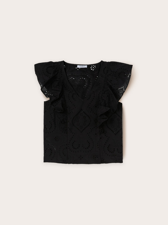 Broderie anglaise blouse with ruffle