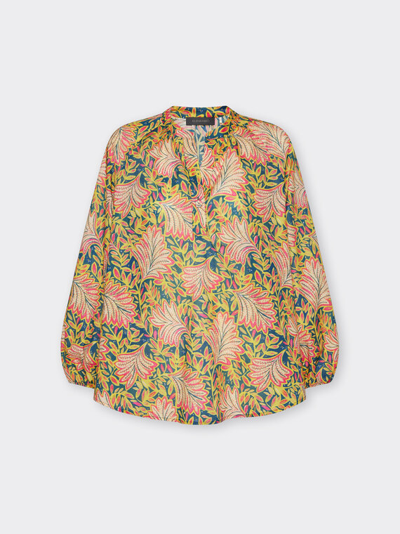 Blusa estampada em musseline de algod&atilde;o