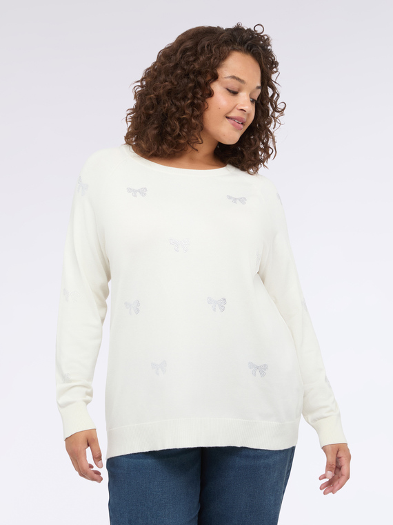 Maglia con applicazioni luminose a fiocchetti