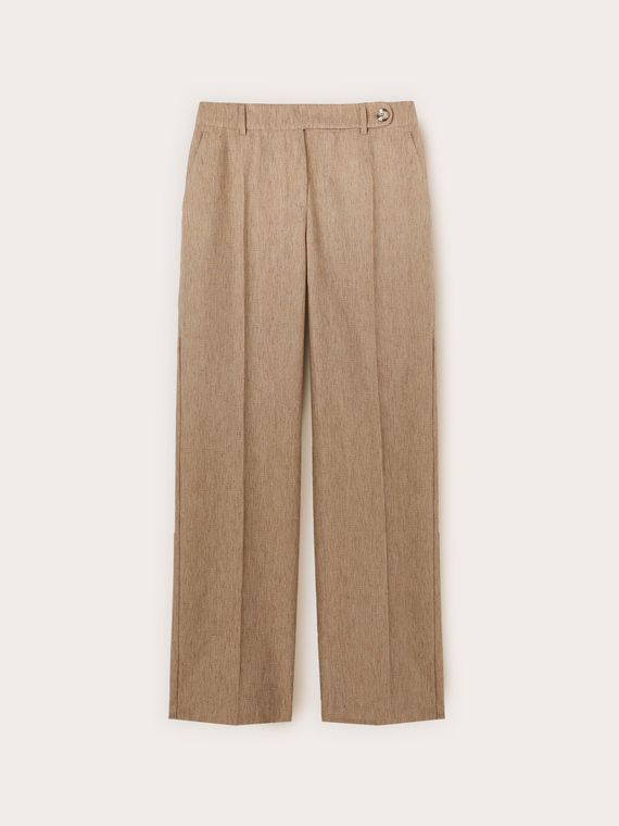 Pantalon palazzo en m&eacute;lange de lin