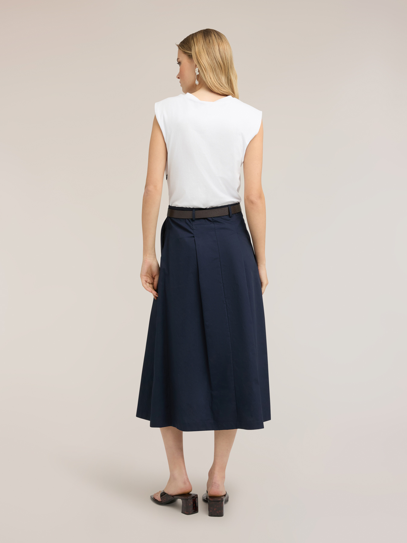 Midikleid mit G&uuml;rtel und Rock aus Popeline image number 1