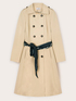 Mixed cotton drill trench coat with double belt image number 6