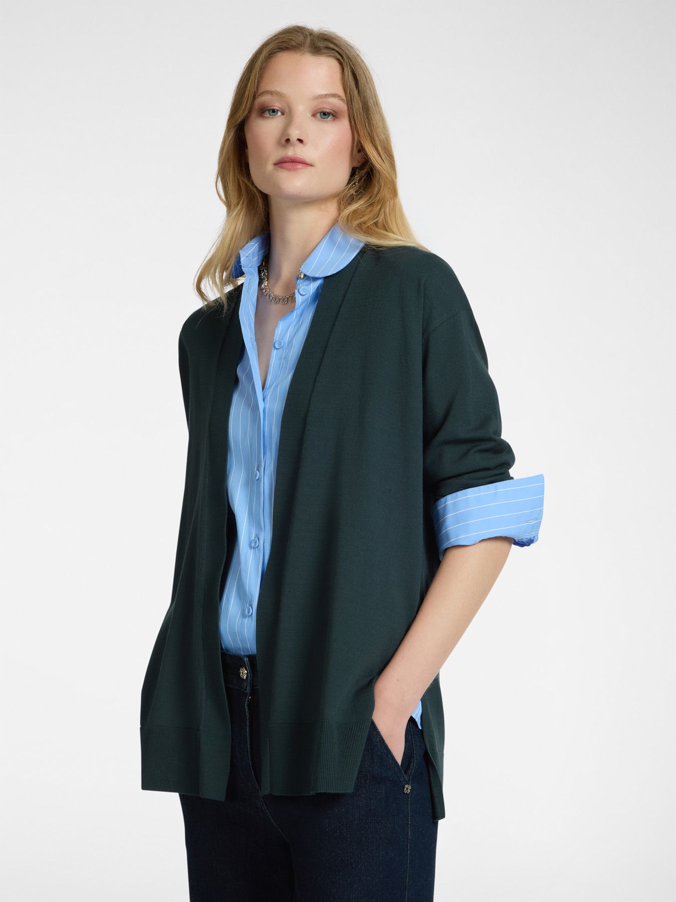 Cardigan longo aberto na frente image number 0