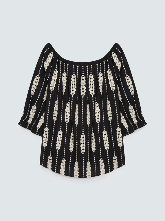 Off-Shoulder-Bluse mit Stickereien