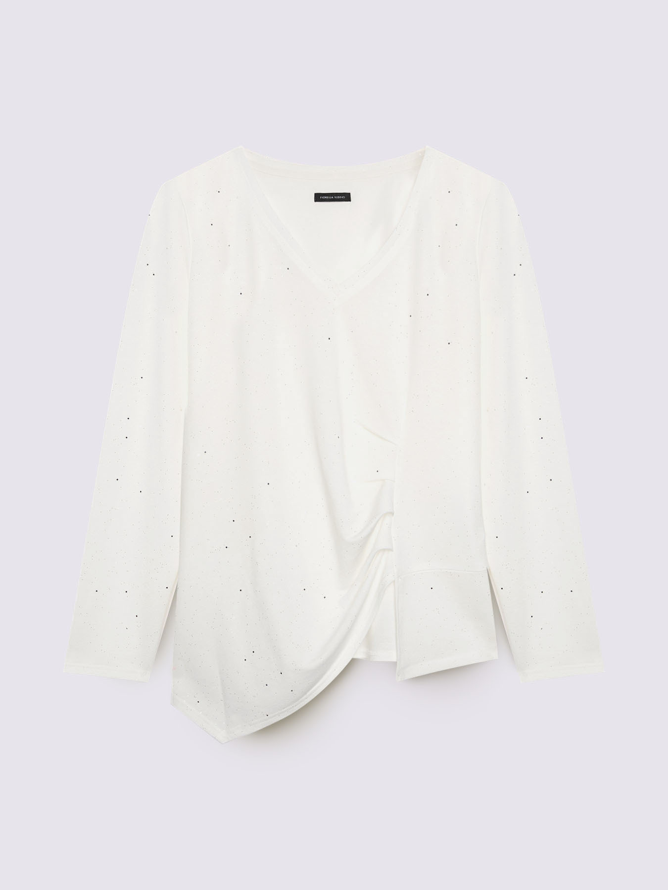 Glitzer-T-Shirt mit seitlicher Drapierung image number 4