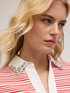 T-shirt a righe con colletto ricamato con pietre image number 3