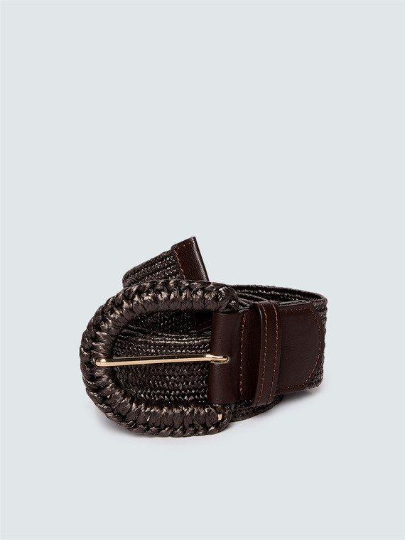 Ceinture en raphia tress&eacute; avec boucle