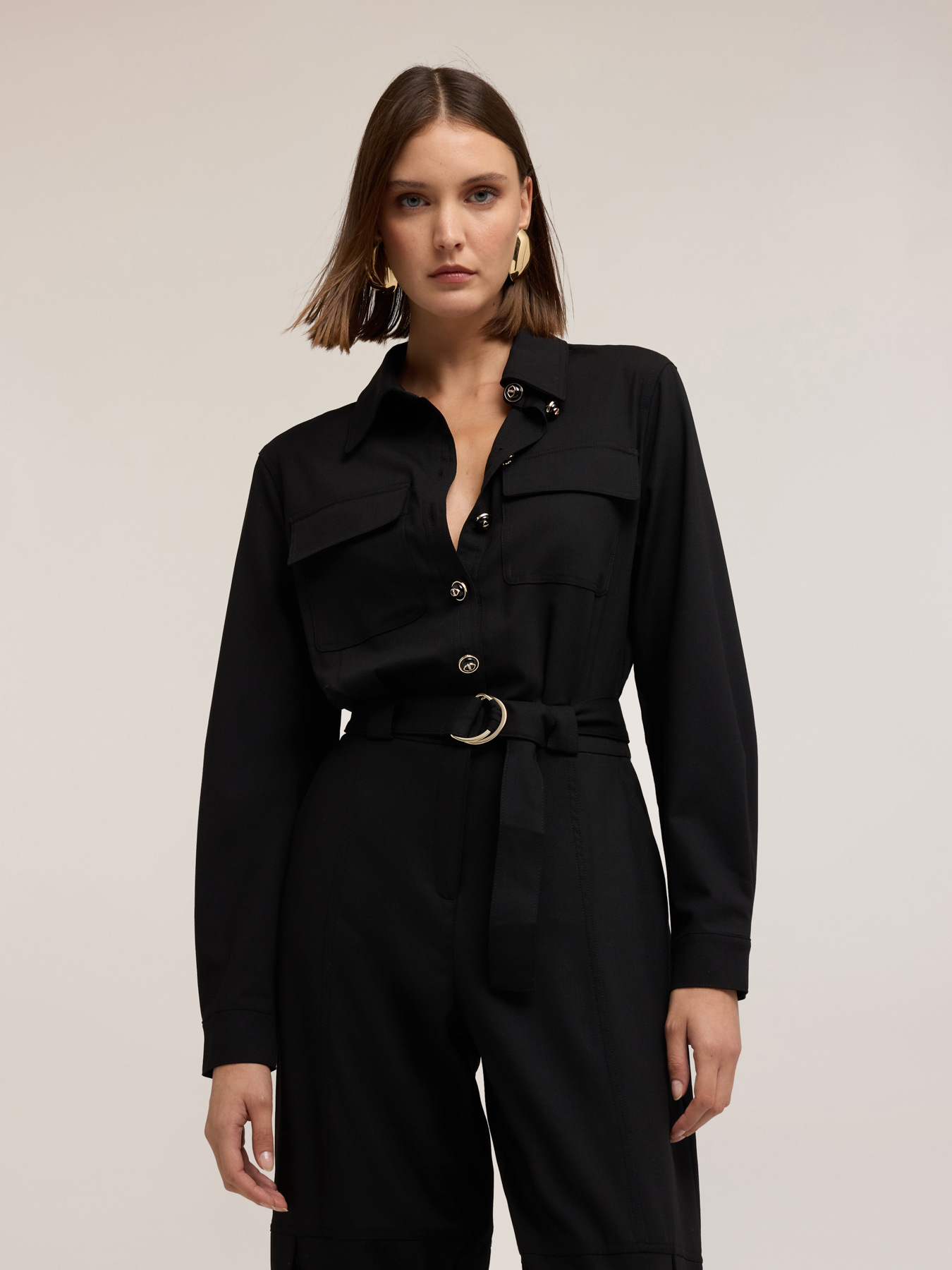 Long jumpsuit in wool blend flannel image number 2