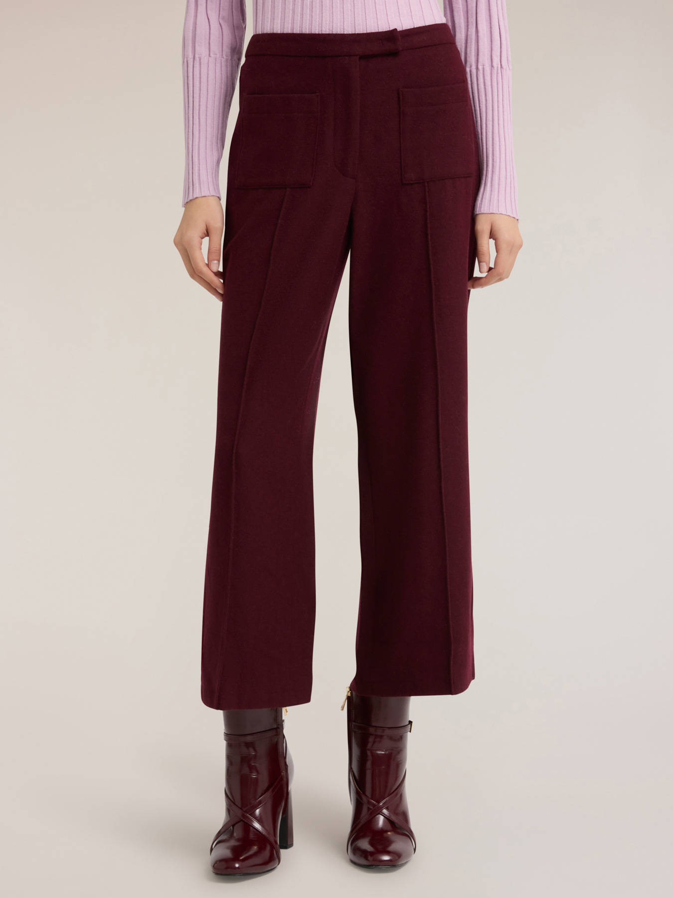 Pantaloni cropped in panno misto lana image number 2