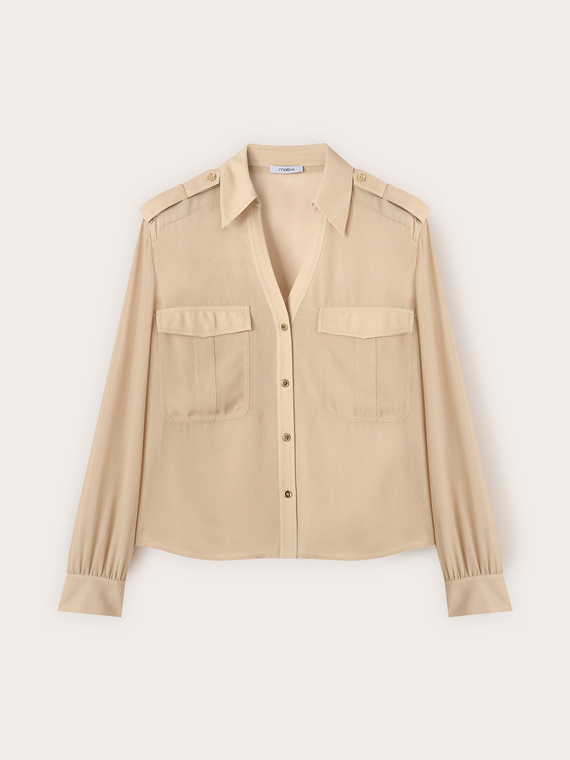 Georgette shirt with military details