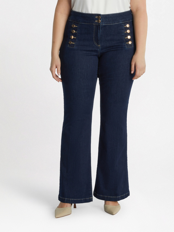 Flare-Jeans mit Knöpfen vorn