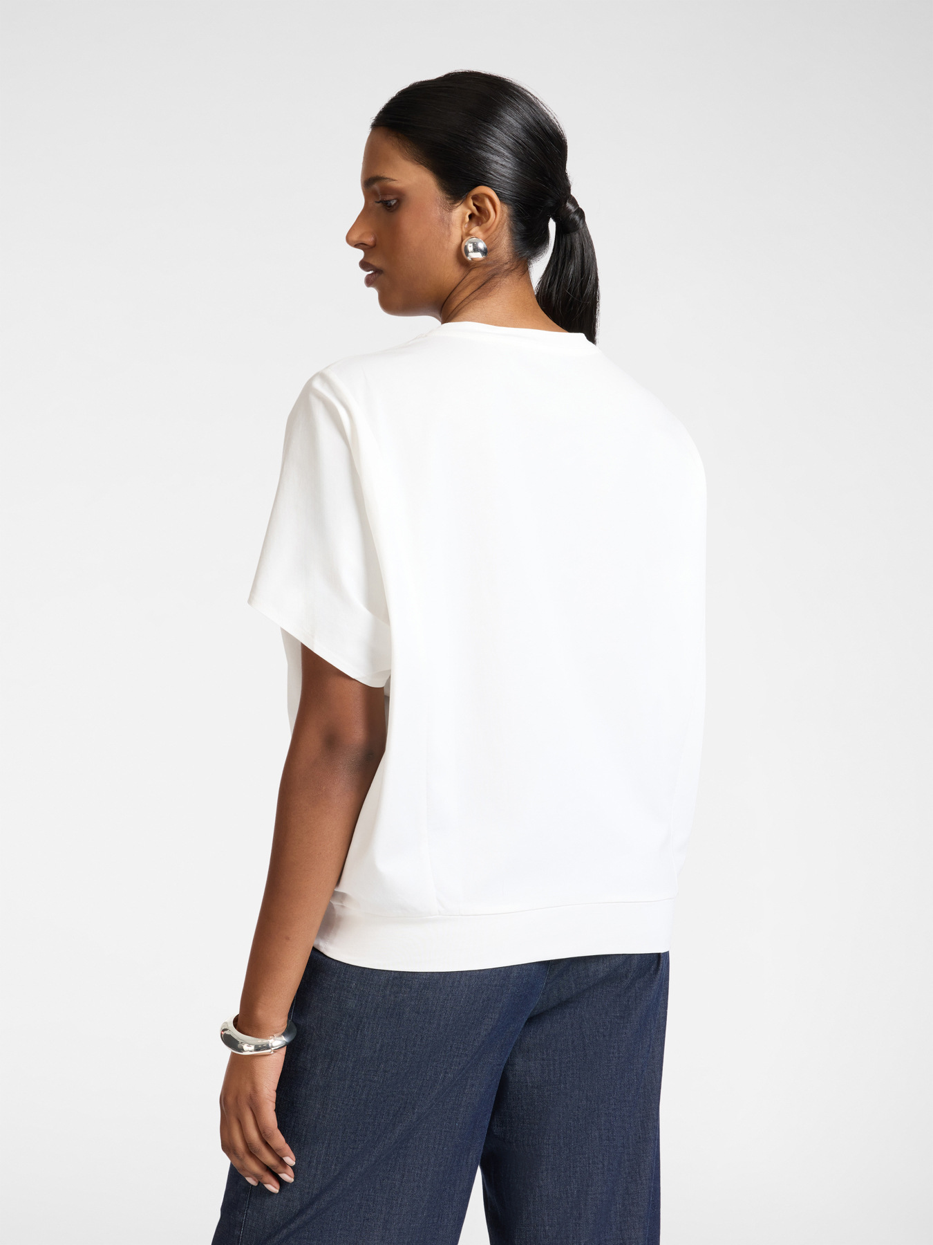 T-shirt in cotone stampata con strass image number 1