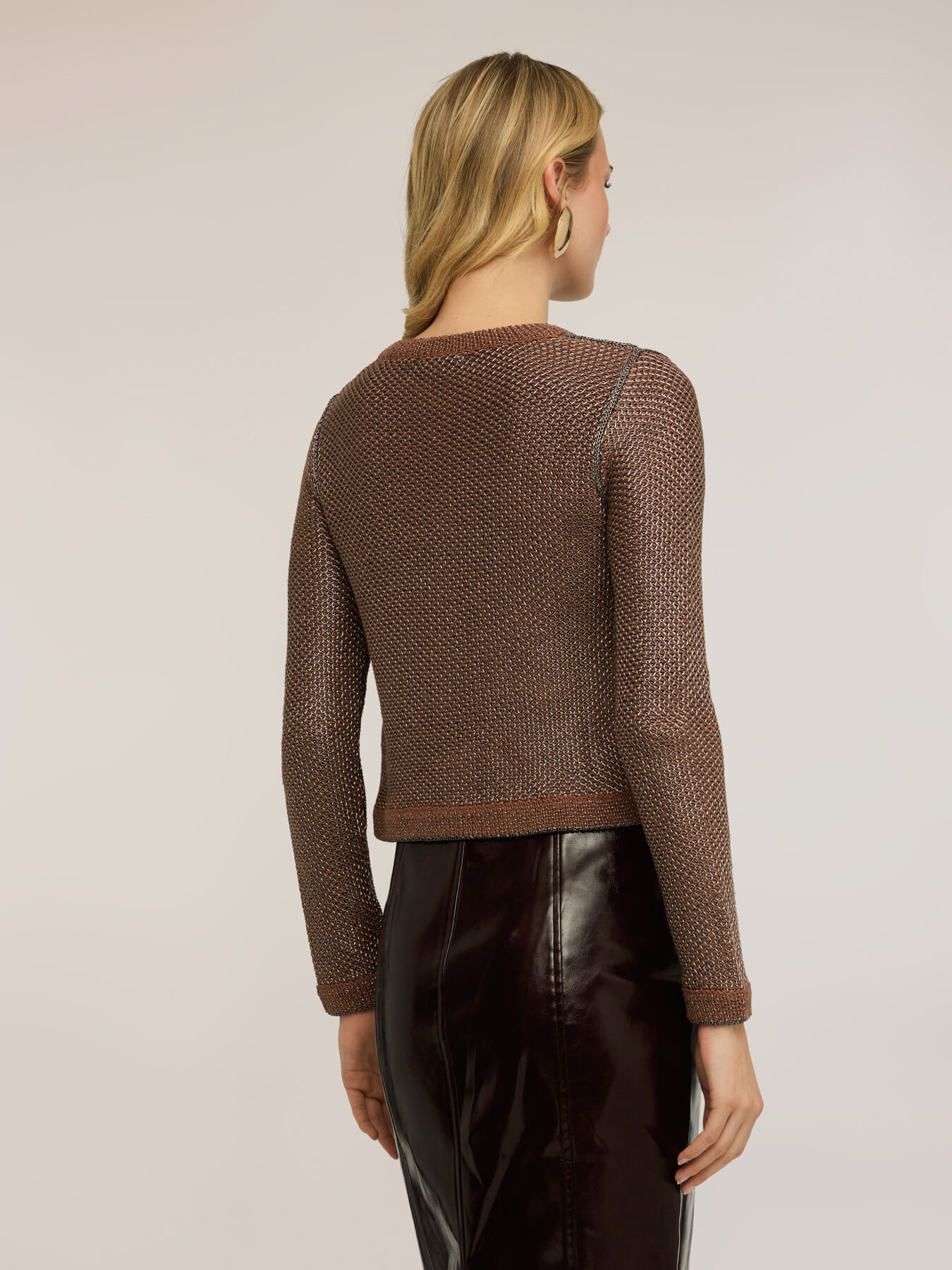 Knitted cardigan in mixed lurex yarn image number 1